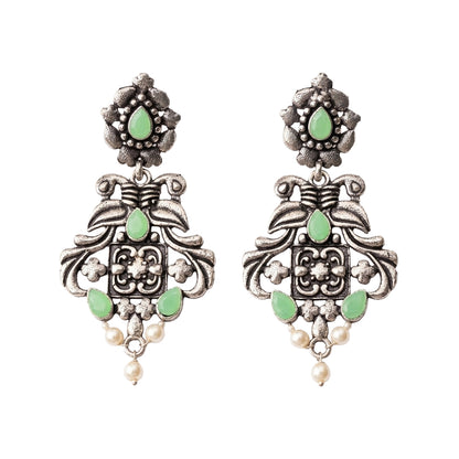 Feathered Grace dangler earrings (Pista)