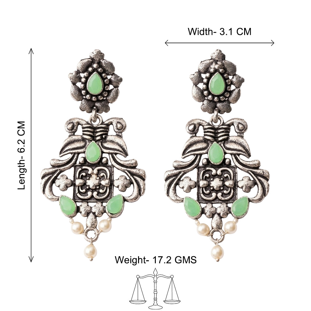 Feathered Grace dangler earrings (Pista)