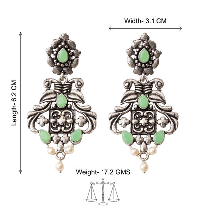 Feathered Grace dangler earrings (Pista)