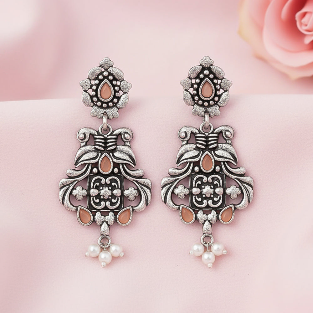 Feathered Grace dangler earrings (Light Orange)