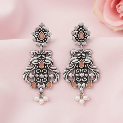 Feathered Grace dangler earrings (Light Orange)