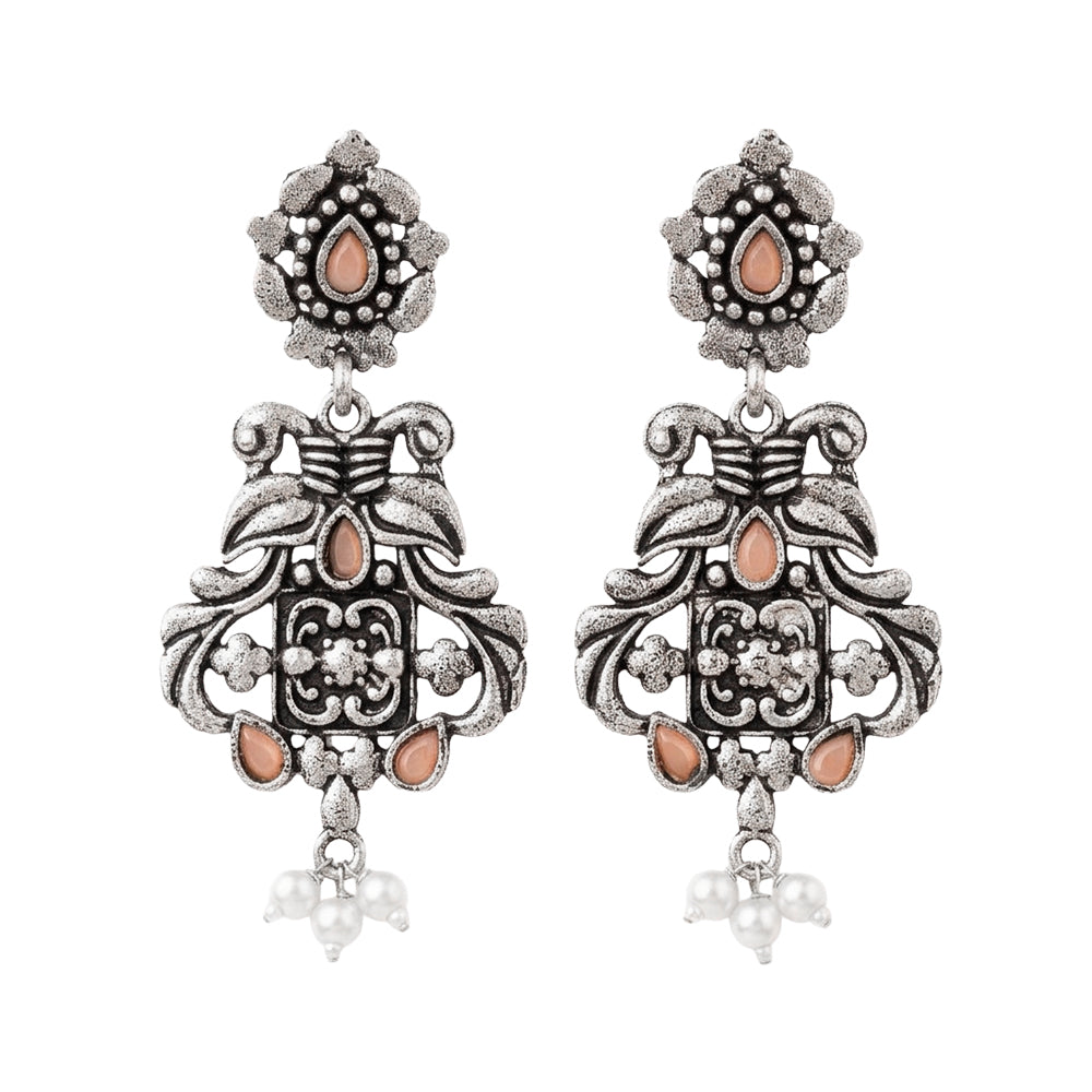 Feathered Grace dangler earrings (Light Orange)