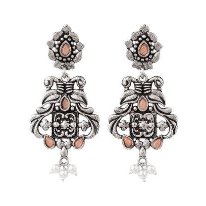 Feathered Grace dangler earrings (Light Orange)