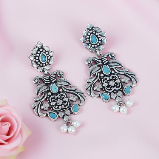 Feathered Grace dangler earrings (Mint)