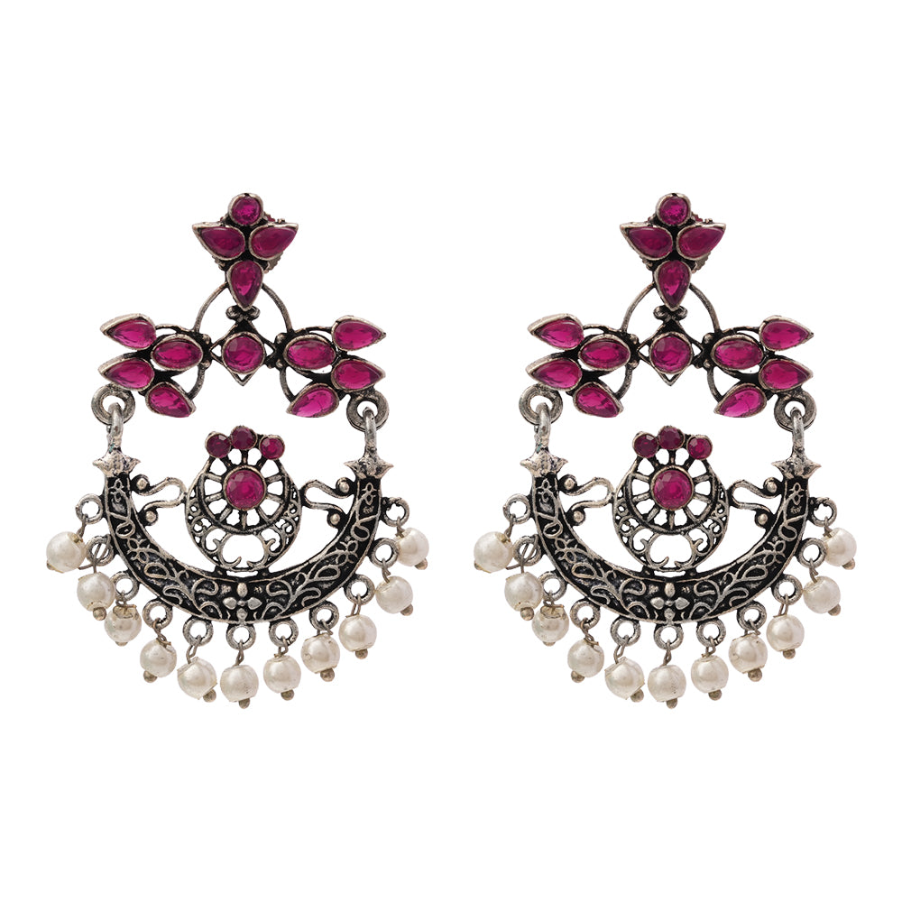 Carved Charm Dangler earringa (Red)