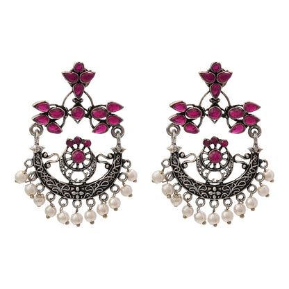 Carved Charm Dangler earringa (Red)