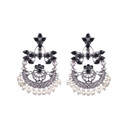 Carved Charm Dangler earrings (Black)