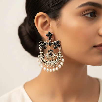 Peacock glow stone studded dangler & Carved Charm Dangler Combo set