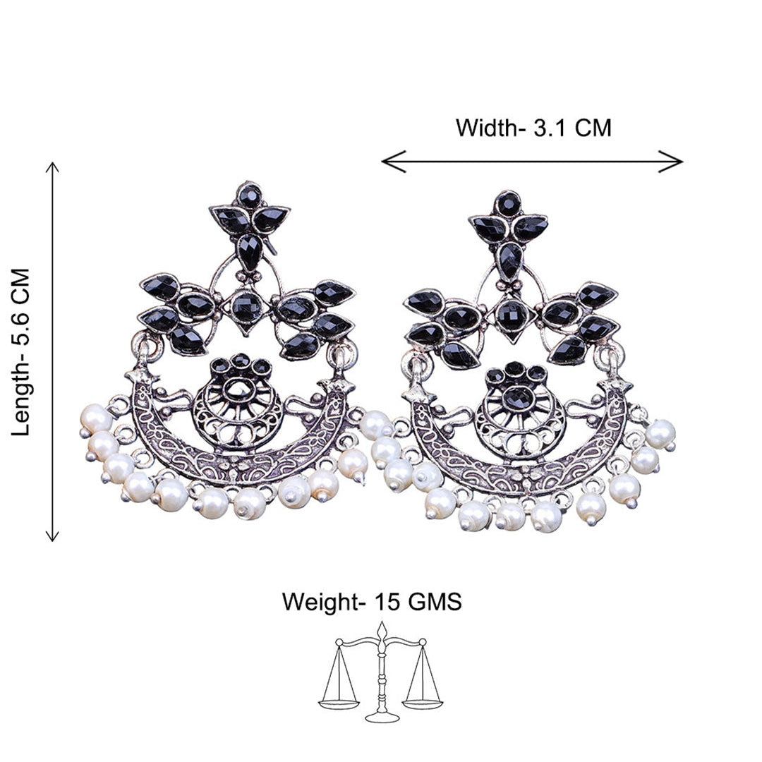 Kalash Kamal earring  Carved Charm Dangler earrings (Black) Combo set