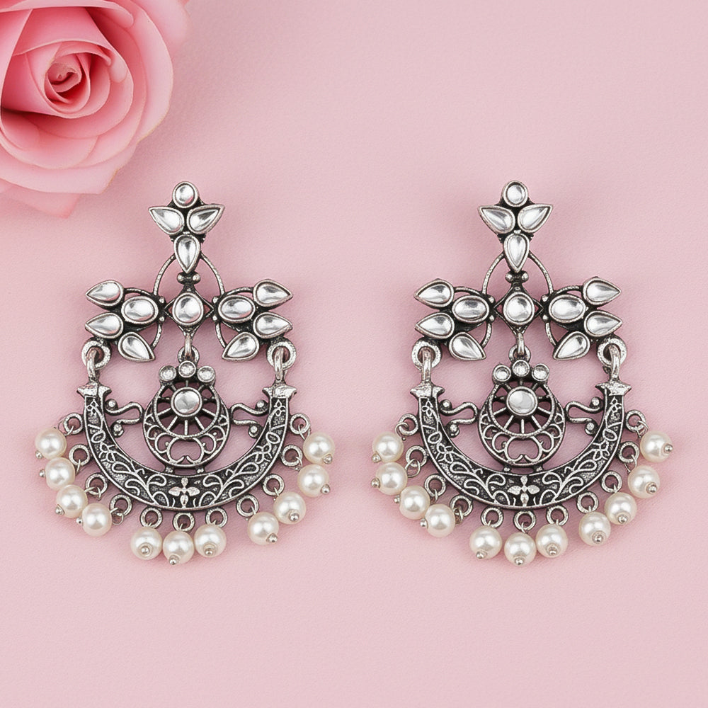 Carved Charm Dangler earrings (White)