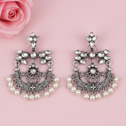 Carved Charm Dangler earrings (White)