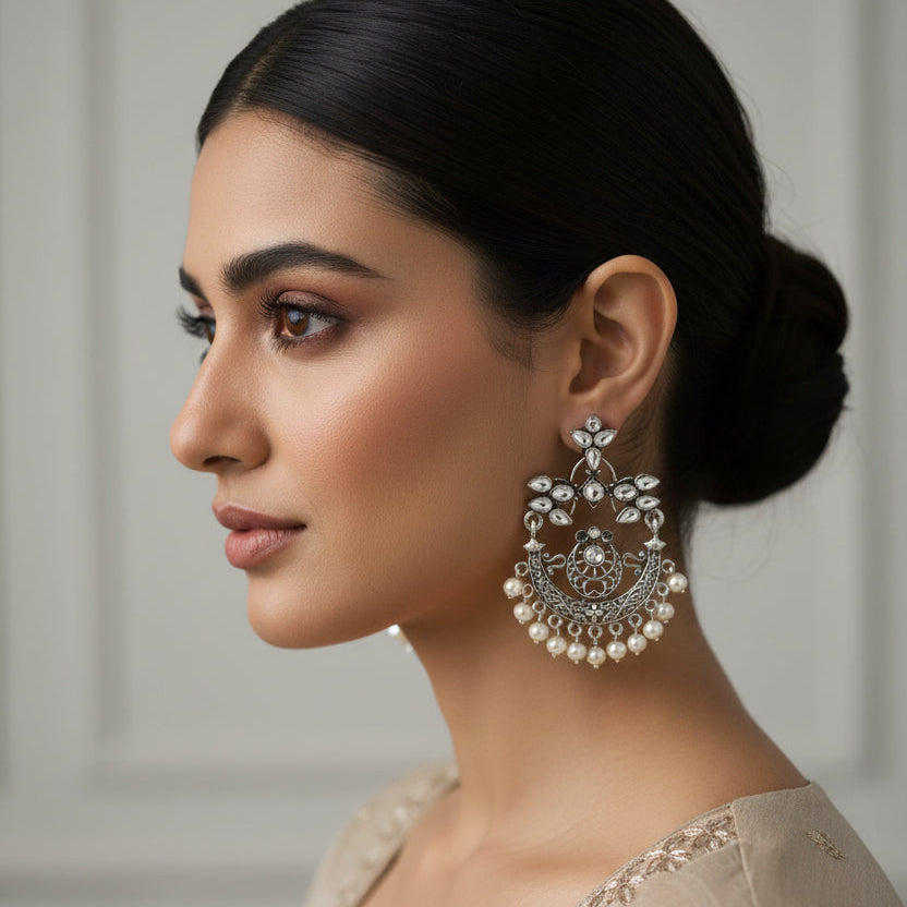 Carved Charm Dangler earrings (White) Beetle bling dangler earrings Combo set