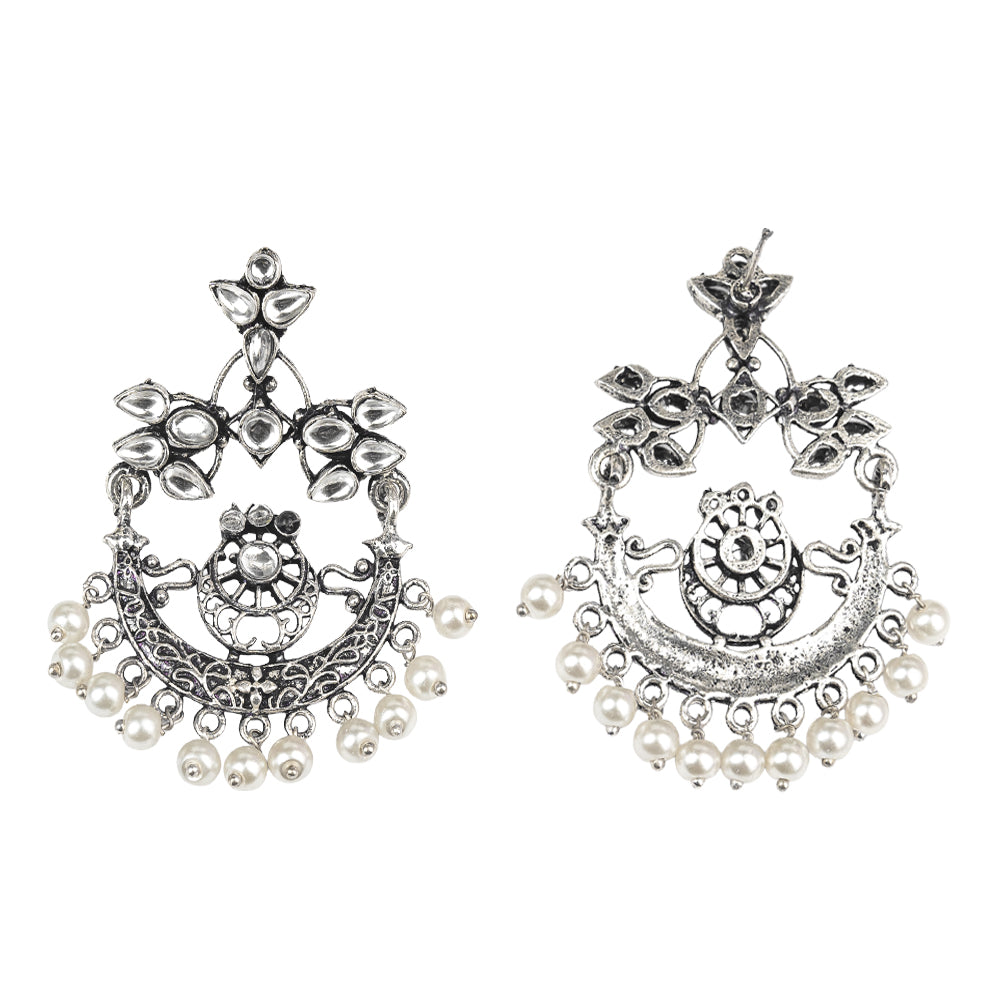 Carved Charm Dangler earrings (White)