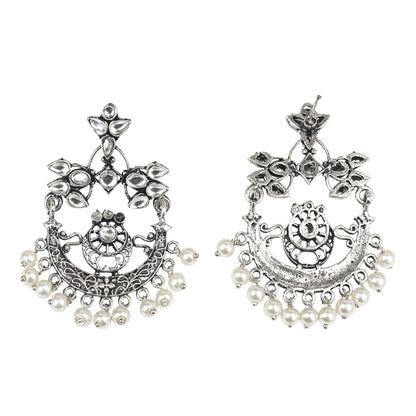 Carved Charm Dangler earrings (White)