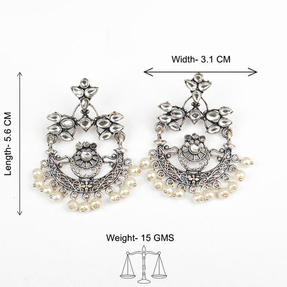 StylishKudi Oxidised Silver Stud & Chandbali Earrings Combo Set for Women&girl