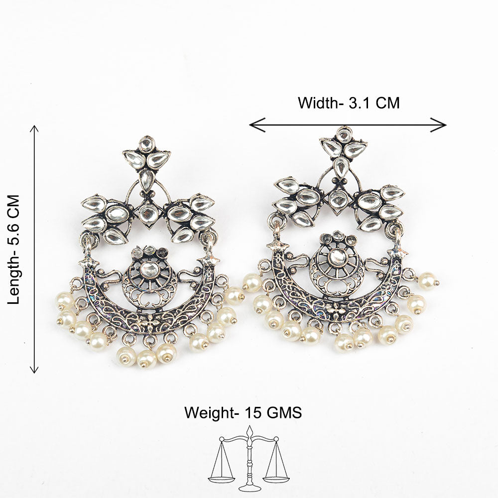 StylishKudi Oxidised Silver Earrings&Chandbali Earrings ComboSet for Women&girl
