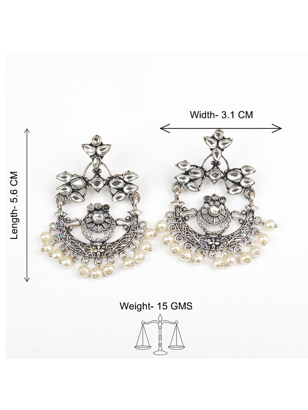 Carved Charm Dangler earrings (White) Cycle Charm Dangler earrings (Silver) Combo set