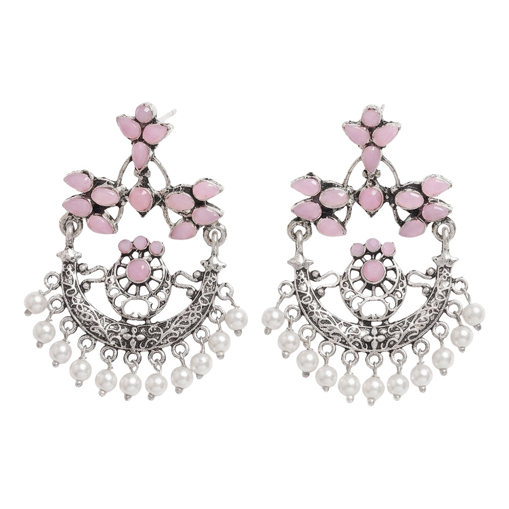 Carved Charm Dangler earrings (Baby Pink)