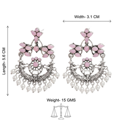 Carved Charm Dangler earrings (Baby Pink)