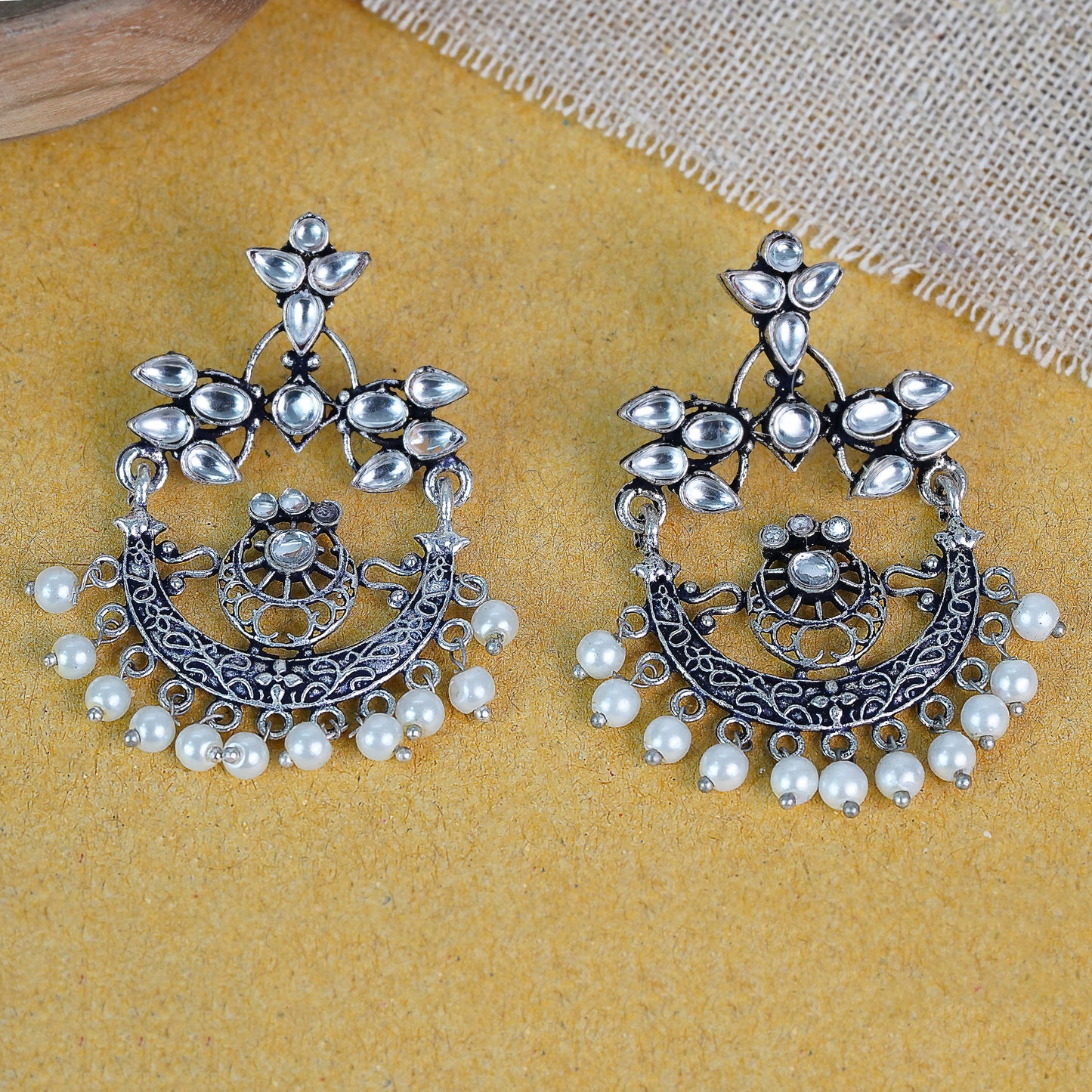 StylishKudi Oxidised Silver Earrings&Chandbali Earrings ComboSet for Women&girl