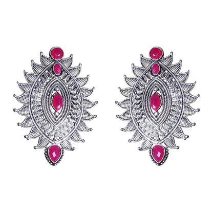 Oval drop stud earrings (Red)
