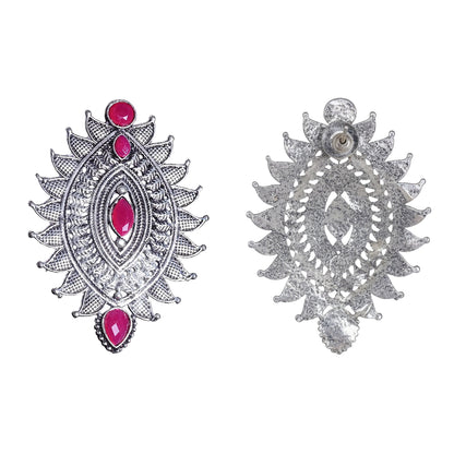 Oval drop stud earrings (Red)
