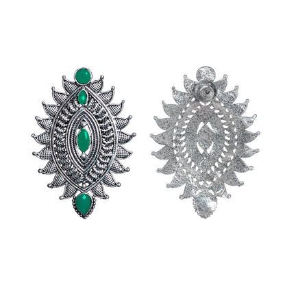 Oval drop stud earrings (Green)