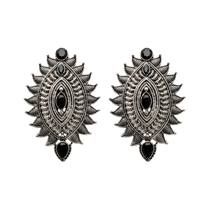 Oval drop stud earrings (Black)