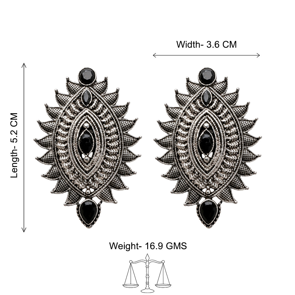 Oval drop stud earrings (Black)