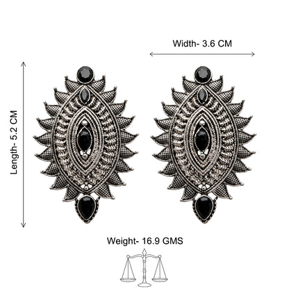 Oval drop stud earrings (Black)