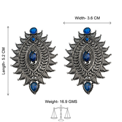 Oval drop stud earrings (Blue)