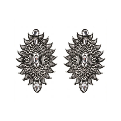 Oval drop stud earrings (White)