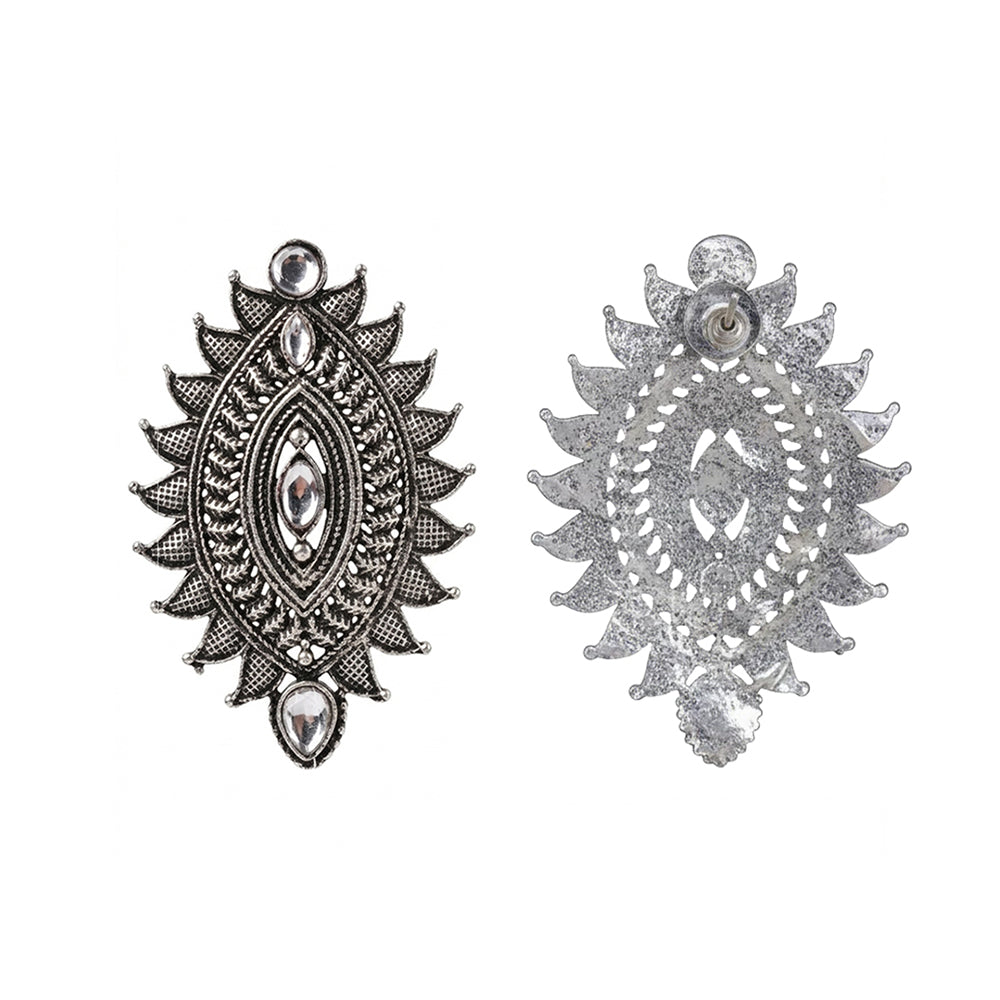 Oval drop stud earrings (White)