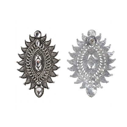 Oval drop stud earrings (White)