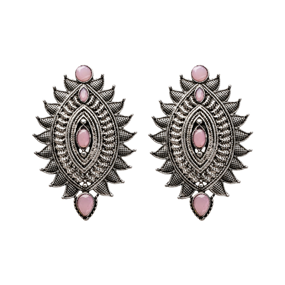 Oval drop stud earrings (Baby Pink)