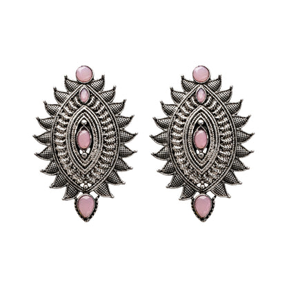 Oval drop stud earrings (Baby Pink)