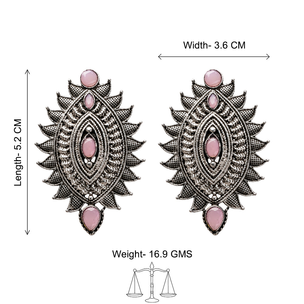 Oval drop stud earrings (Baby Pink)