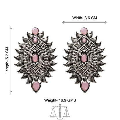 Oval drop stud earrings (Baby Pink)