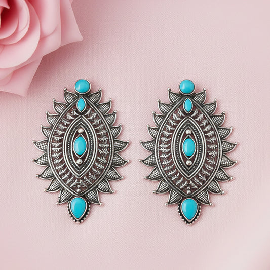 Oval drop stud earrings (Sky Blue)