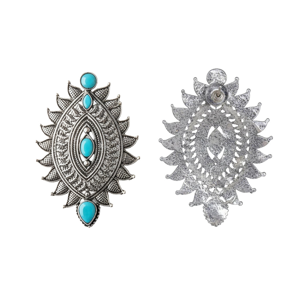 Oval drop stud earrings (Sky Blue)