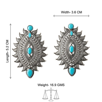 Oval drop stud earrings (Sky Blue)
