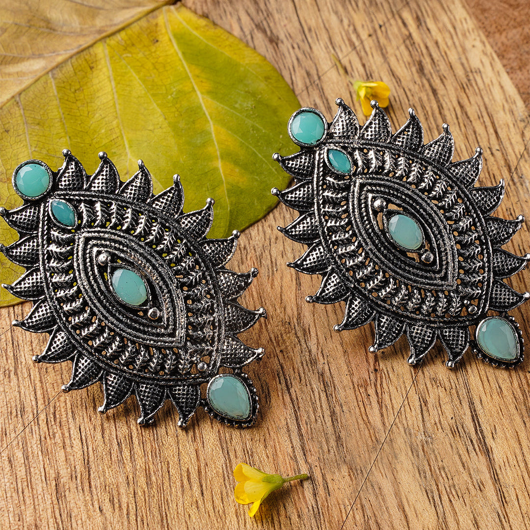 Oval drop stud earrings (Mint)