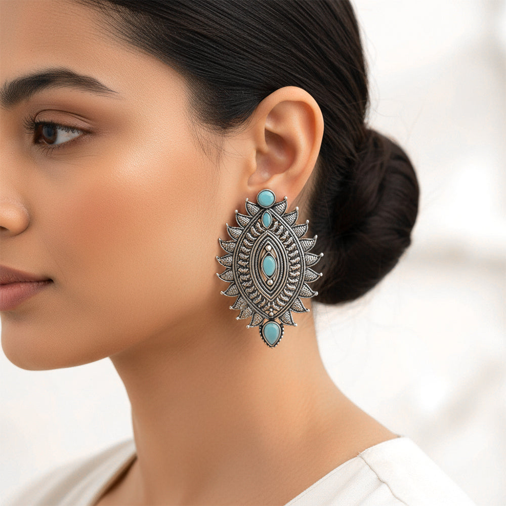 Oval drop stud earrings (Mint)