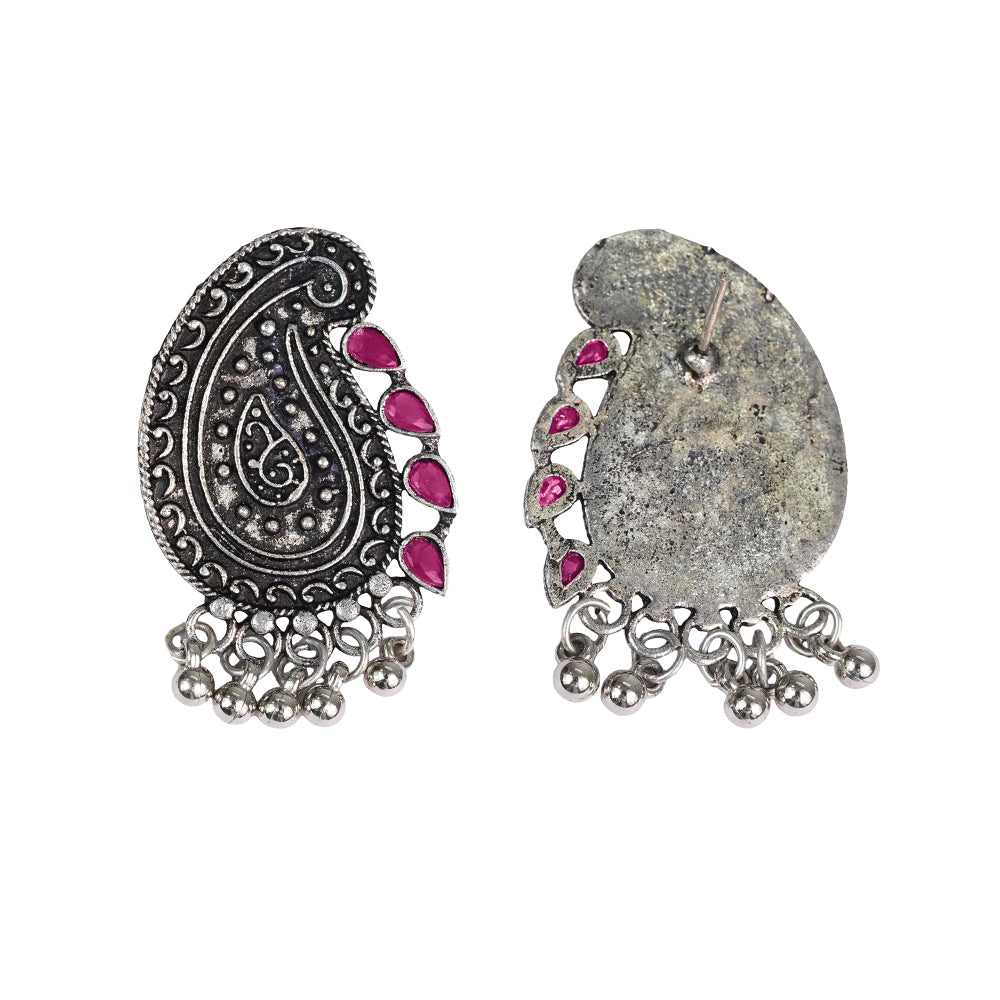 Curve and bloom stud earring (Red)