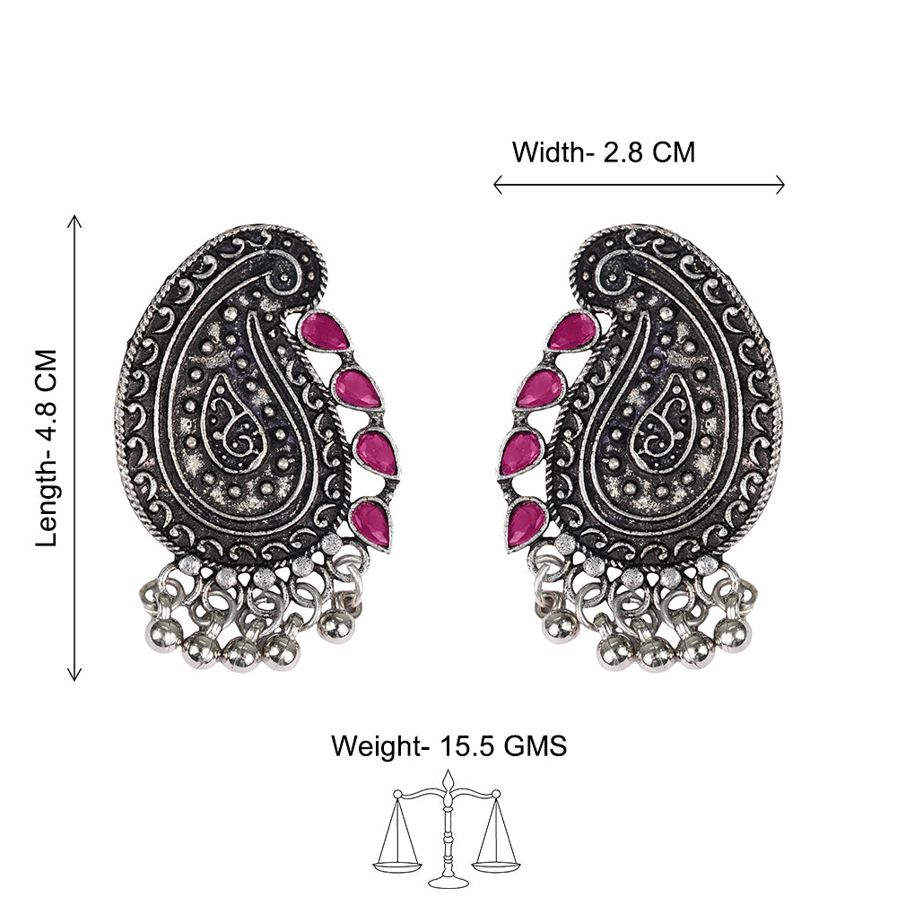 Curve and bloom stud earring (Red)