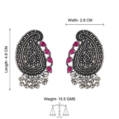 Curve and bloom stud earring (Red)