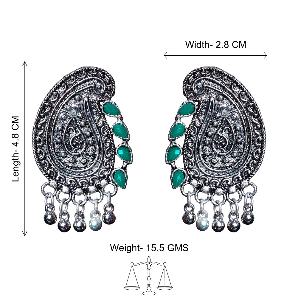 Curve and bloom stud earring (Green)