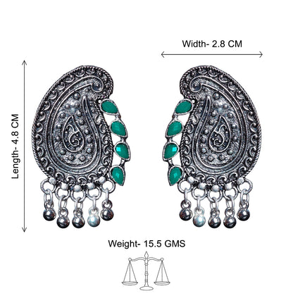 Curve and bloom stud earring (Green)