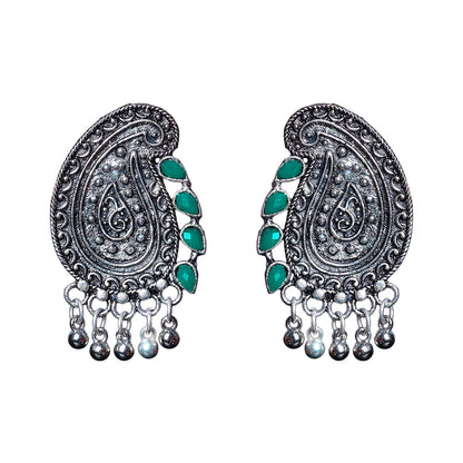 Curve and bloom stud earring (Green)