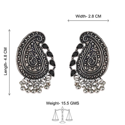 Curve and bloom stud earring (Black)